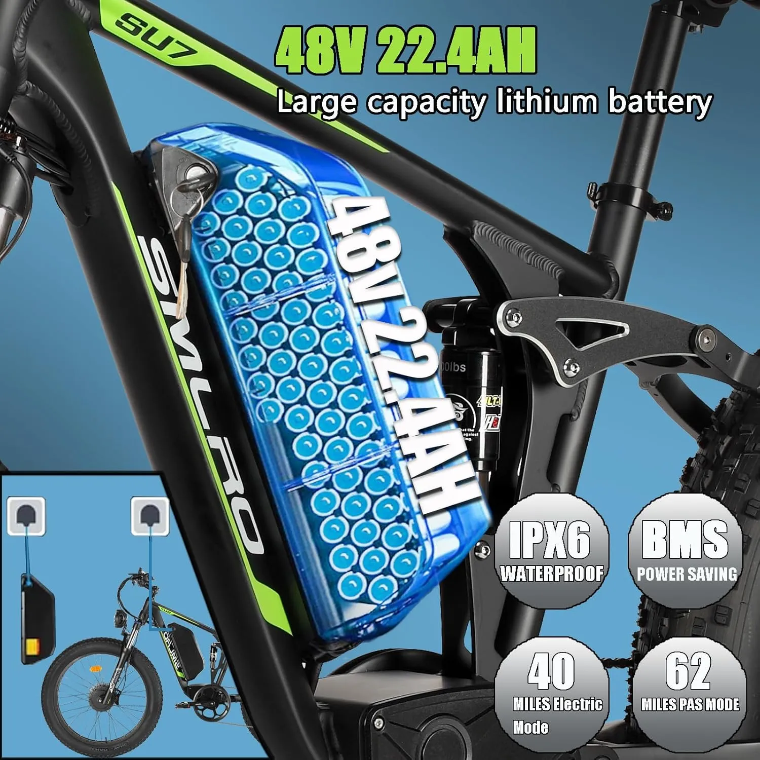 Electric Bike for Adults, Dual Motor AWD 2000W 35MPH Electric Bicycles, Removable Lithium Battery 48V/22.4AH, 21-Speed with Ignition Lock Hydraulic Disc Brake