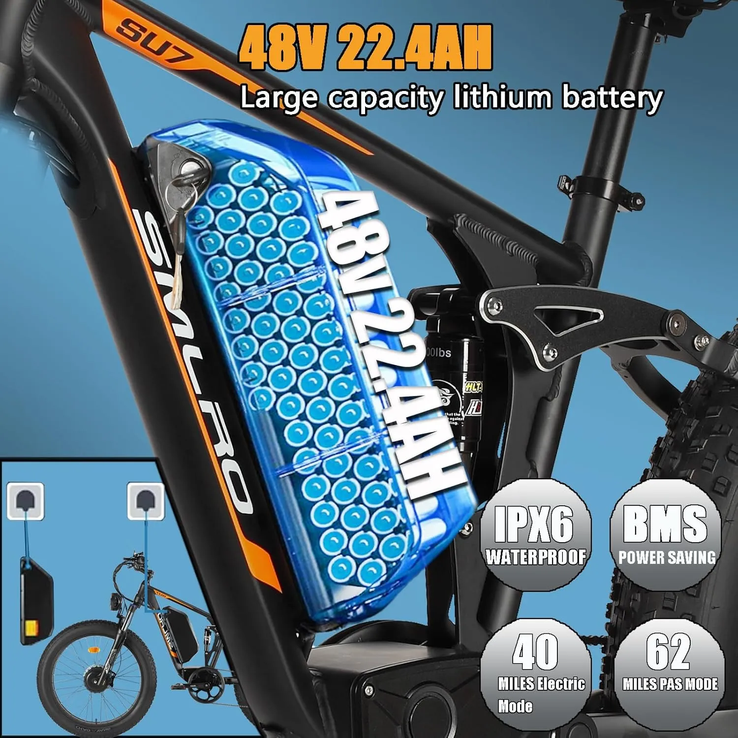 Electric Bike for Adults, Dual Motor AWD 2000W 35MPH Electric Bicycles, Removable Lithium Battery 48V/22.4AH, 21-Speed with Ignition Lock Hydraulic Disc Brake
