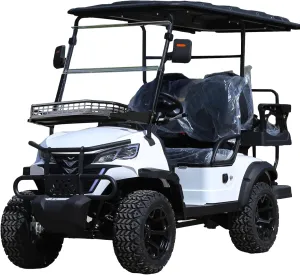 Electric Golf Cart for Adults 4 Passenger, Golf Car Build in 60V 5000W AC Motor with 14 Inch Off Road Tires, Suitable for Golf Hunting Scenic Spots Hotels Beaches Schools and Farms (White Color)