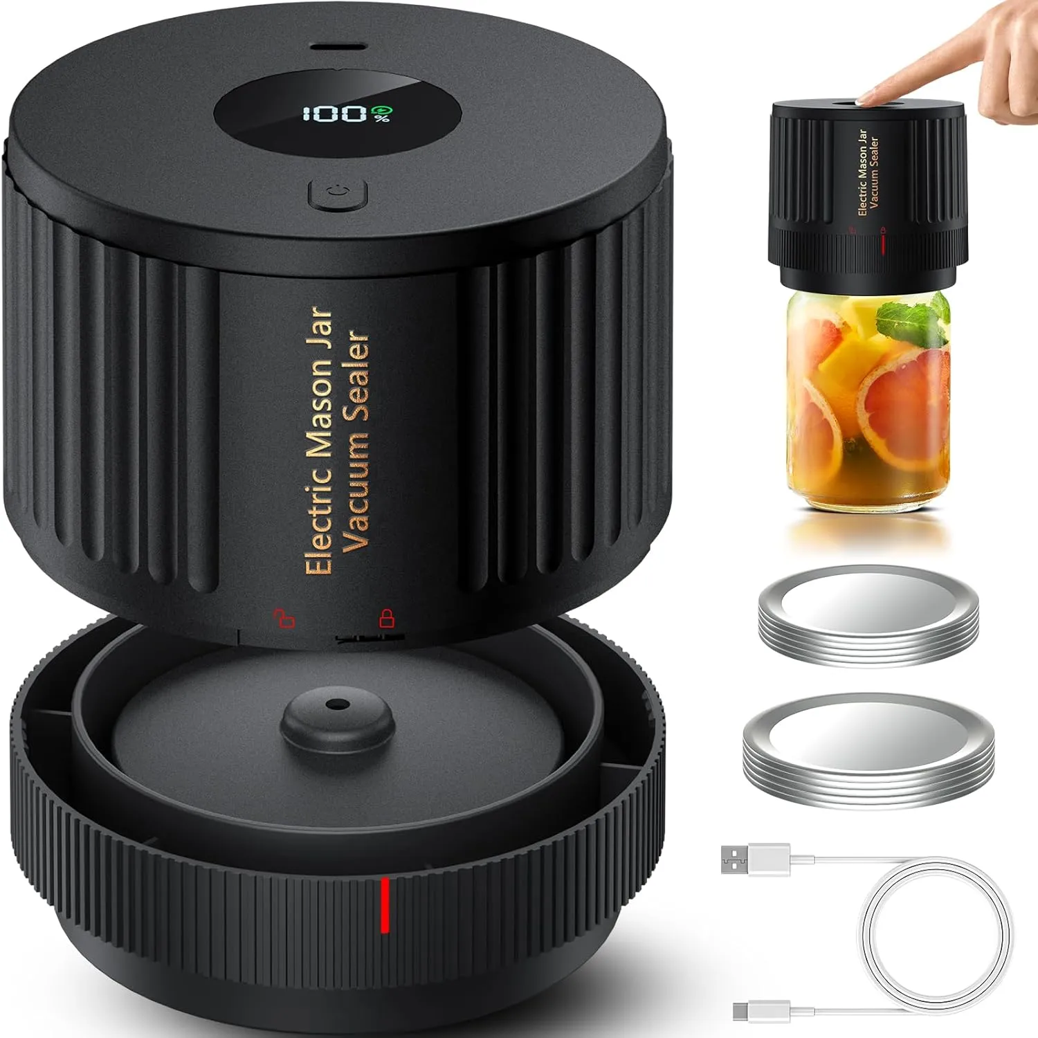 Electric Mason Jar Vacuum Sealer Kit for Wide Mouth and Regular Mouth Mason Jars