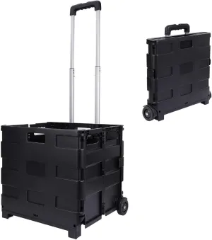 Elevon Foldable Utility Cart, with Telescopic Handle, Collapsible Durable Grocery Utility Cart with Rolling Wheels for Easy Storage, Luggage Travel, Compact Portable