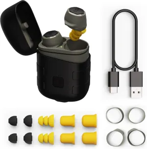 Elgin Rebel True Wireless Earbuds, 25 dB Noise Reduction Bluetooth Headphone, Noise Cancelling Mic, 12  Hour Battery Life, IP65 Water Resistant, OSHA Compliant Hearing Protection for Work