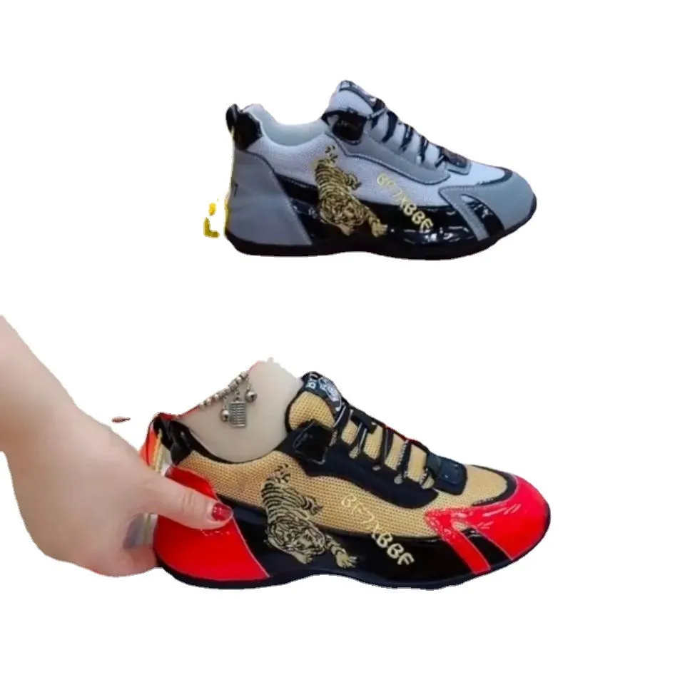 Embroidered Leather Tent Double Mesh Sneaker
