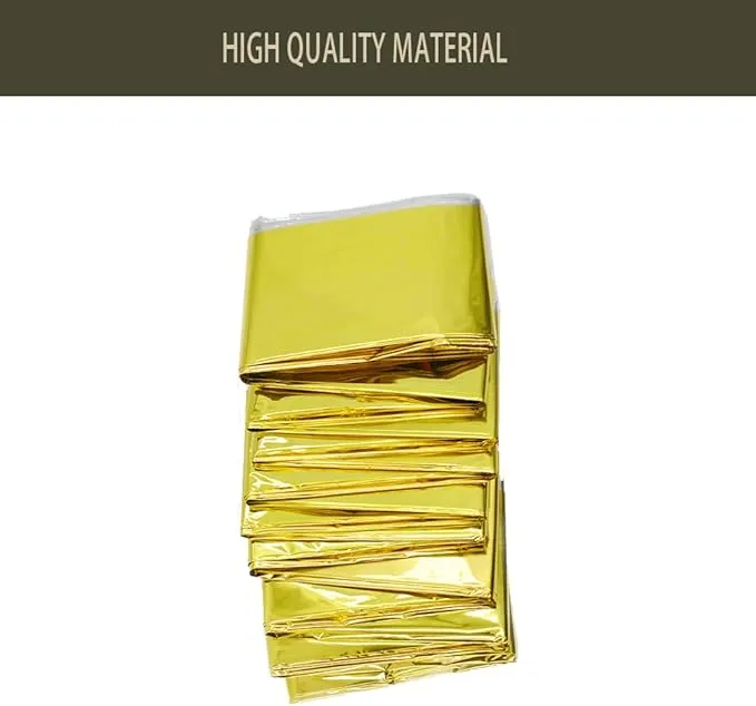 Emergency Blanket ，Portable Emergency Blanket Survival Gear Emergency Bivvy Thermal Sleeping Bag Camping ，Be Suitable for Outdoors, Hiking, Survival (Gold  Silver, 4 Pack)