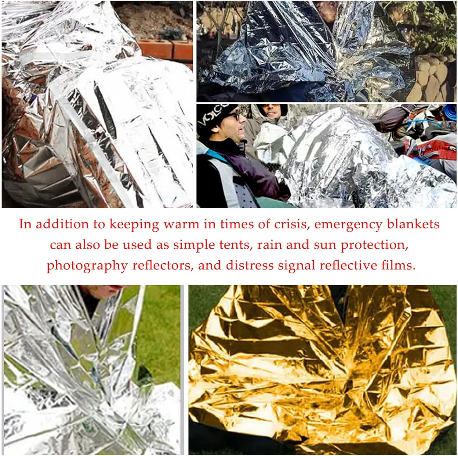 Emergency Blankets for Survival（12 Pack）, Emergency Mylar Thermal Blankets, Outdoor First Aid Blanket, Waterproof Survival Blanket