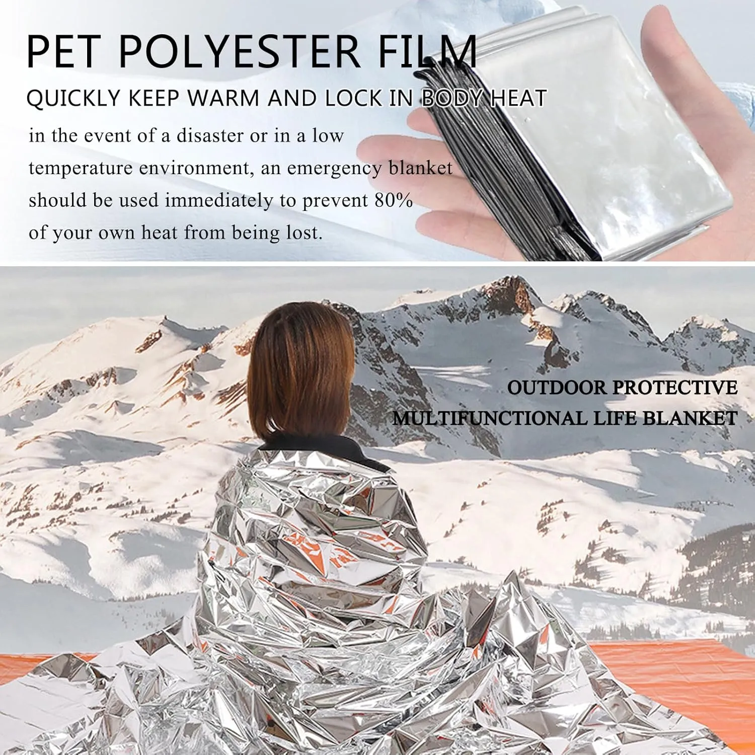 Emergency Blankets for Survival（12 Pack）, Emergency Mylar Thermal Blankets, Outdoor First Aid Blanket, Waterproof Survival Blanket