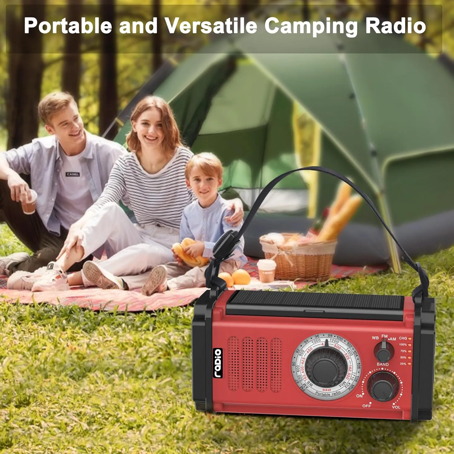 Emergency Crank Weather Radio, Solar Hand Crank Portable AM/FM/NOAA Radio, Survival Radio, 800LM Crank Flashlight & Reading Lamp, Earphone Jack, SOS,Compass for Hurricane Camping Outdoor Emergency Kit