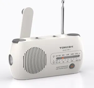 Emergency Radio, Hand Crank Powered AM/FM/NOAA Weather Radio with Flashlight, SOS Alarm, USB Power Bank, Rechargeable & Battery Operated for Outdoor & Emergency Use