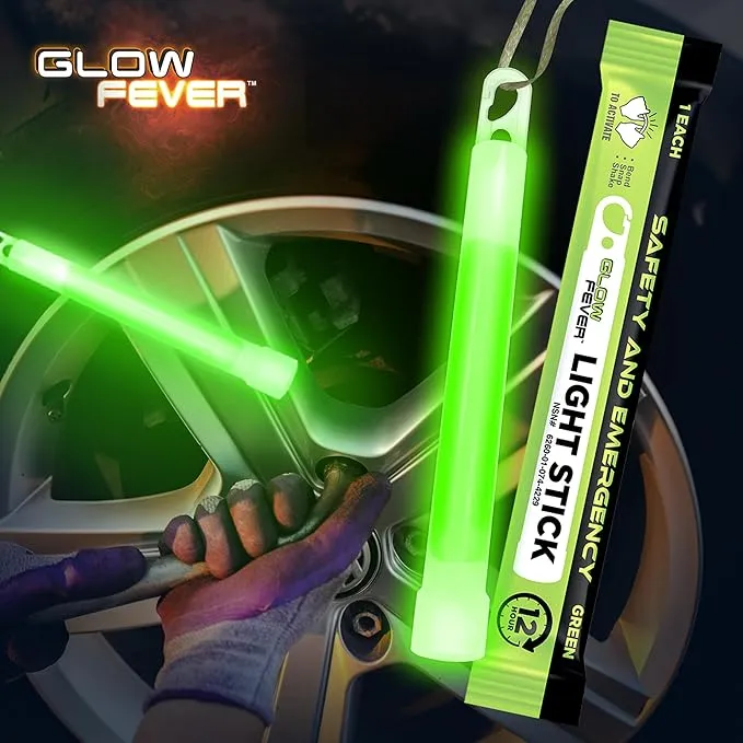 Emergency Safety Military Grade Glow Sticks, 10pcs, 6'' Ultra Bright Glow Sticks with 12 Hours Duration. Great for Hiking, Party, Camping, Blackouts, Hurricane, First Aid and Survival Kits (Green)