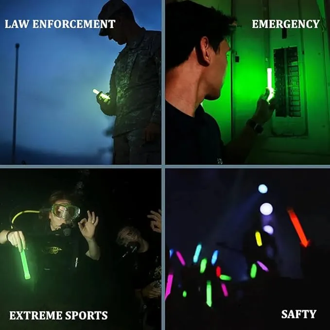 Emergency Safety Military Grade Glowsticks; 10PCS, 6" Ultra Bright Glow Sticks with 8 Hours Duration. Great for Hiking, Party, Camping, Blackouts, Hurricane, First Aid and Survival Kits (Blue)