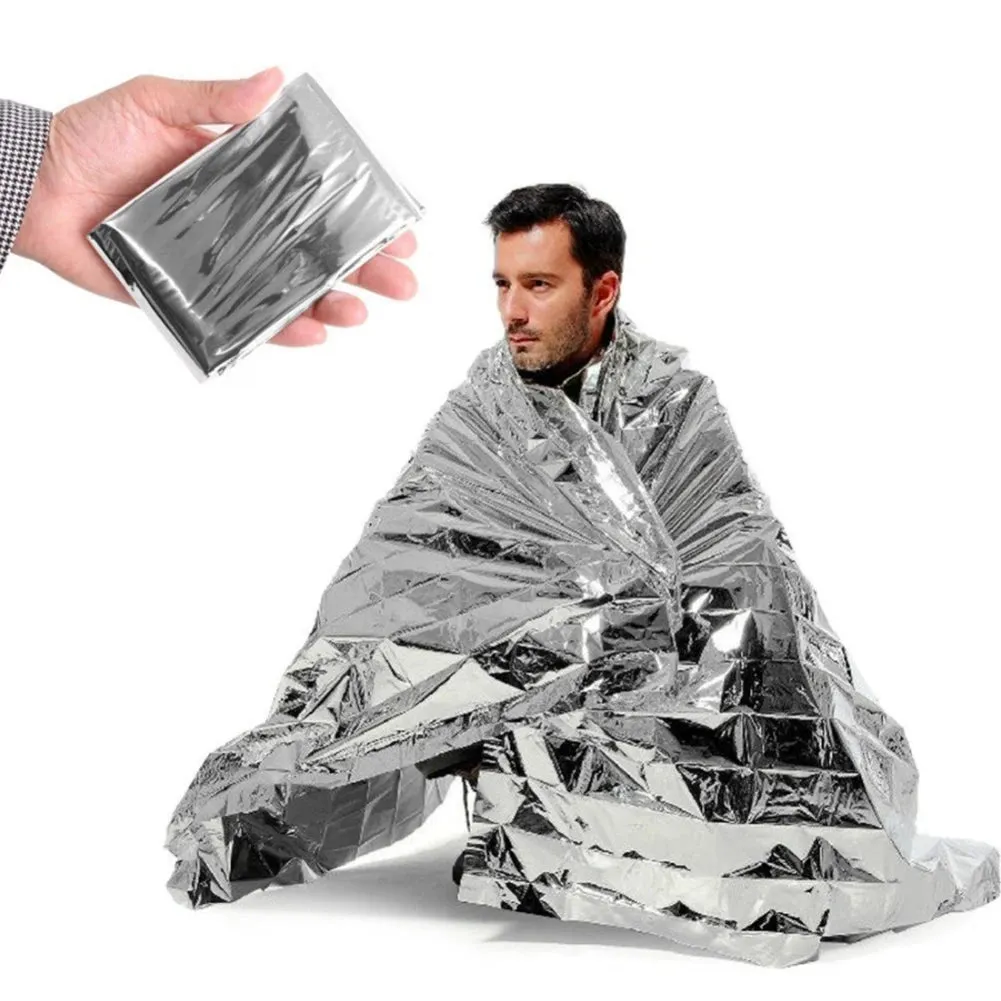 Emergency Thermal Foil Blanket Retains Body Heat