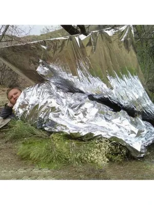 Emergency Thermal Foil Blanket Retains Body Heat