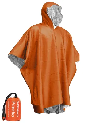 Emergency Thermal Rain Poncho with Survival Blanket for Camping and Outdoors
