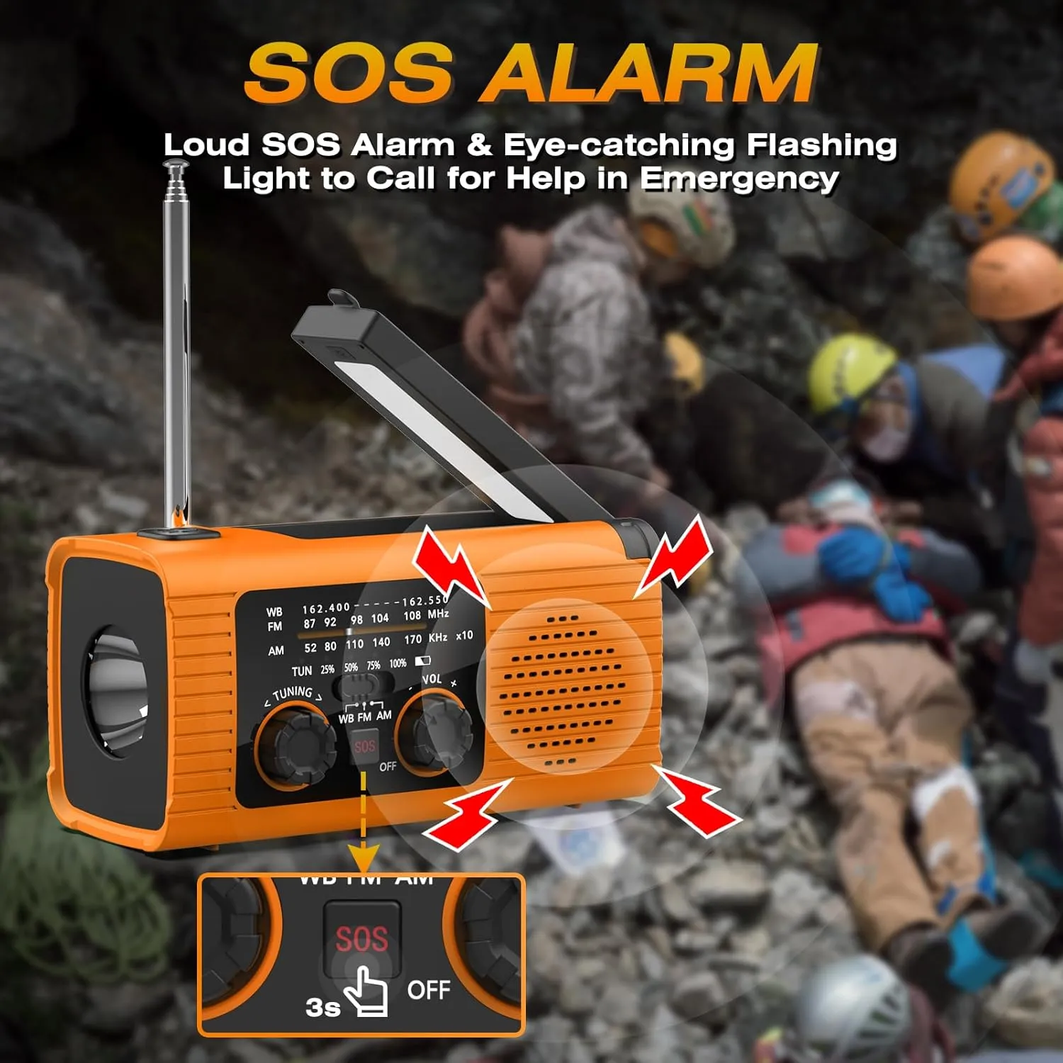 Emergency Weather Radio NOAA/AM/FM with 4000mAh Rechargeable, USB/Solar/Hand Crank Charging, LED Flashlight, Lamp, SOS Alarm, Radios for Outdoor Indoor Hurricane Survival Essentials, 2 Pack