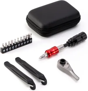 EMERK Bike Repair Tool Kit – Bicycle Multi-Tool Kit with Mini Pump, Ratchet Reversible Tool &10 Tool Bits, Tire Levers, and Portable Bag for Camping and Travel