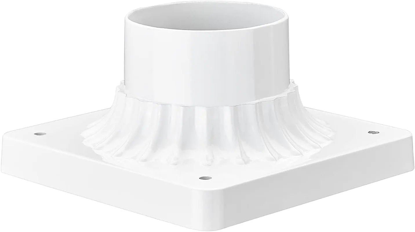 Emliviar Pier Mount Base, Cast Aluminum 3" Pier Mount Adapter in White Finish, 20069 WH