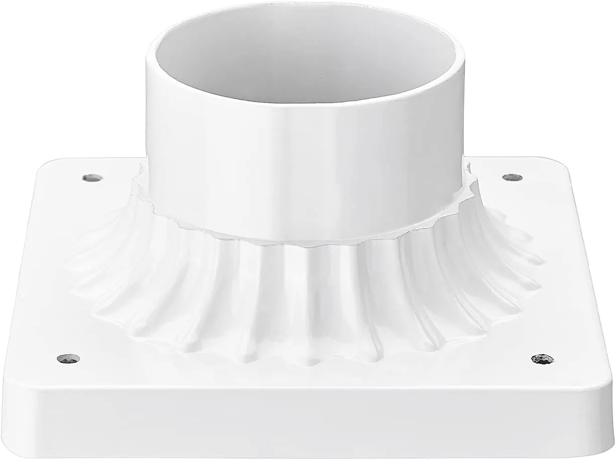 Emliviar Pier Mount Base, Cast Aluminum 3" Pier Mount Adapter in White Finish, 20069 WH