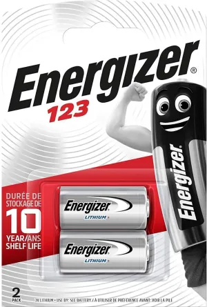 Energizer CR123 Battery, Lithium Batteries, Pack of 2