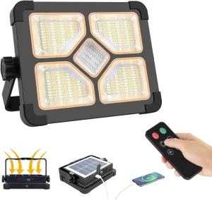 ERAY Rechargeable LED Work Light with Remote Control,15000mAh Battery 10000 LM Worklight, Portable Solar Camping Lights, IP66 4 Lighting Modes Work Lights for Outdoor Emergency Building Car Repairing