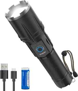 ErayLife Rechargeable Flashlights High Lumens Battery Powered, Powerful Handheld Flashlights for Home Power Outage Camping Emergencies, IP65 Waterproof, Adjustable Focus, 5 Lighting Modes, USB Output