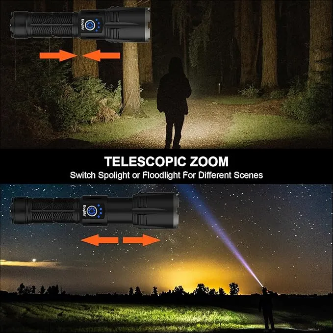 ErayLife Rechargeable Flashlights High Lumens Battery Powered, Powerful Handheld Flashlights for Home Power Outage Camping Emergencies, IP65 Waterproof, Adjustable Focus, 5 Lighting Modes, USB Output