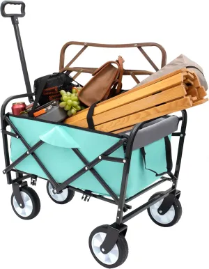 ESPIDOO Foldable Utility Wagon Cart: Heavy-Duty Metal Frame with 360° Swivel Wheels for Camping, Beach & Picnics - Includes 3-Pc Waterproof Cover Set, Lightweight & Compact for Outdoor Enthusiasts