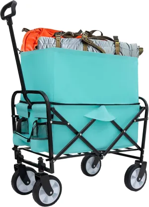 ESPIDOO Foldable Utility Wagon Cart: Heavy-Duty Metal Frame with All-Terrain Wheels for Camping Shopping Beach Picnics - Supports 225lbs Lightweight Collapsible Design for Outdoor Enthusiasts