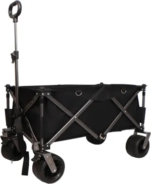 ESPIDOO Folding Wagon Cart Heavy Duty: 225Lbs Capacity All-Terrain Utility Wagon with Big Wheels for Camping, Beach, Shopping & Outdoor Adventures - Adjustable Handle & Drink Holders for Adults