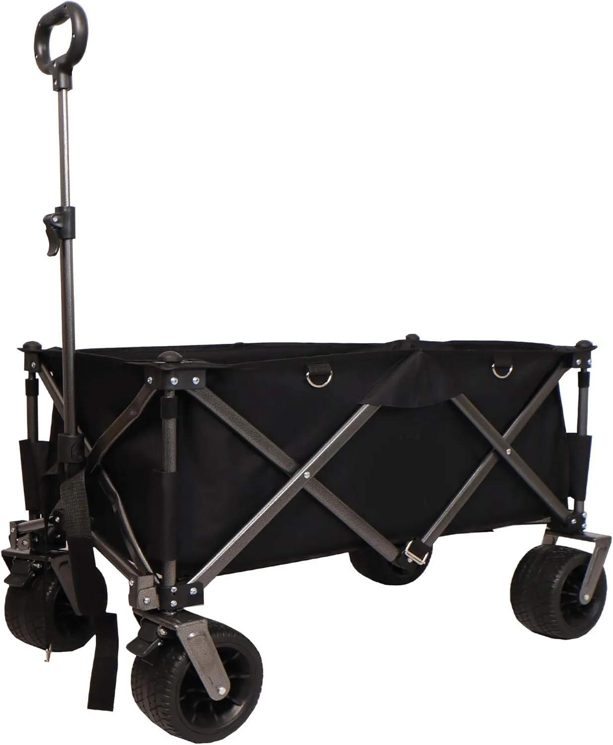 ESPIDOO Folding Wagon Cart Heavy Duty: 225Lbs Capacity All-Terrain Utility Wagon with Big Wheels for Camping, Beach, Shopping & Outdoor Adventures - Adjustable Handle & Drink Holders for Adults