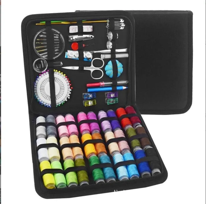 Essential Sewing Kit with Needles & Threads – Home Sewing Starter Set for Beginners, Travel, and Emergency Repairs (Large Bag 131pcs)