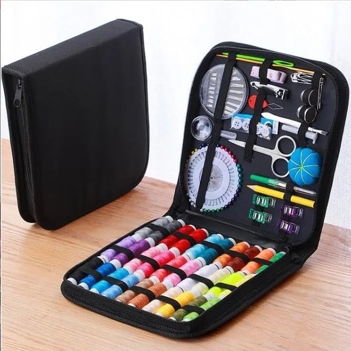 Essential Sewing Kit with Needles & Threads – Home Sewing Starter Set for Beginners, Travel, and Emergency Repairs (Large Bag 131pcs)