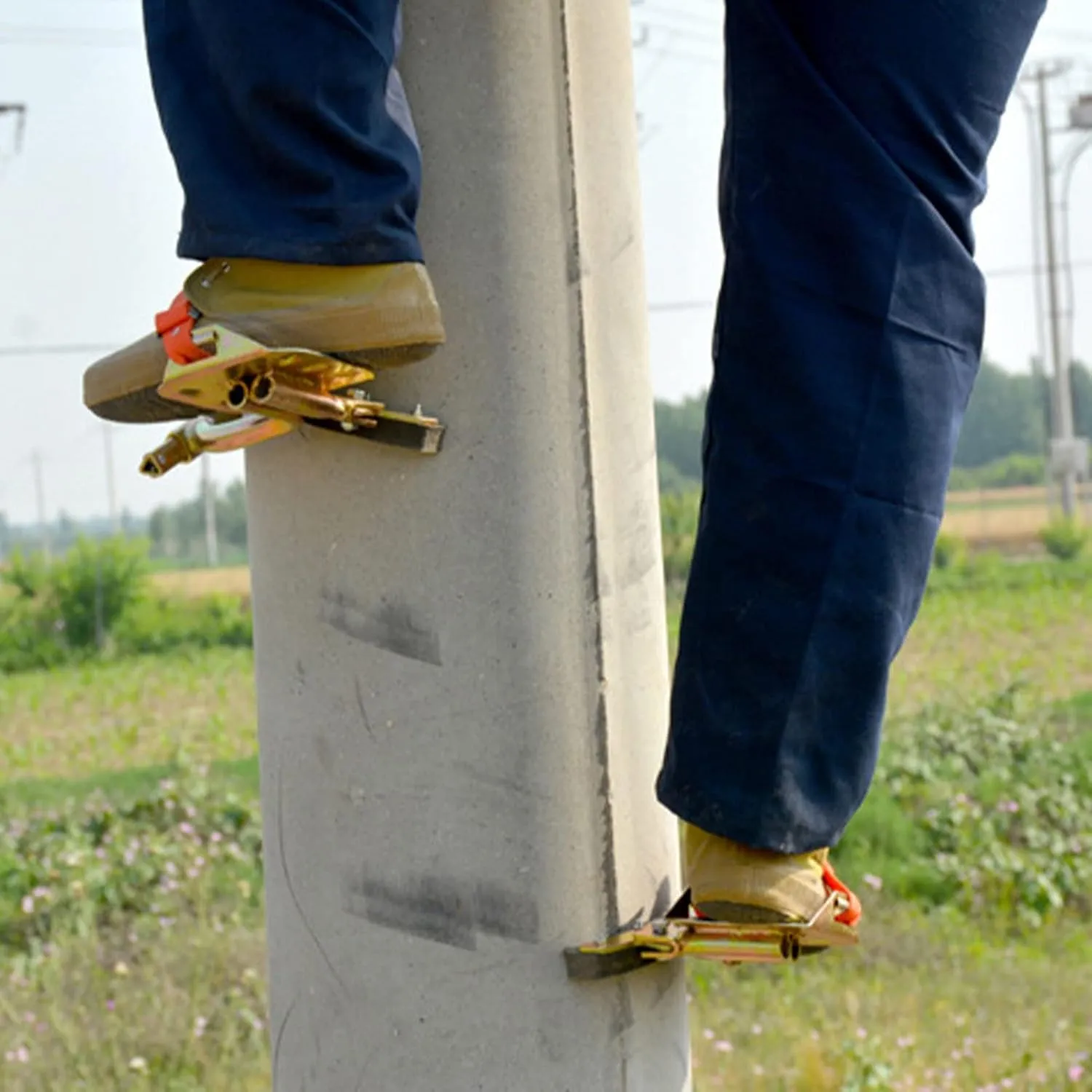 Estink Concrete Pole Climbing Shoes Non Slip Seamless Steel Climbing Step Electrician