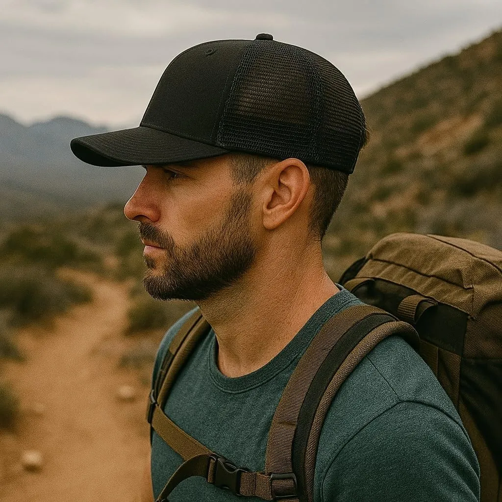 Everest Trucker Hat - Mesh Snapback Baseball Cap w/Base Camp Woven Patch