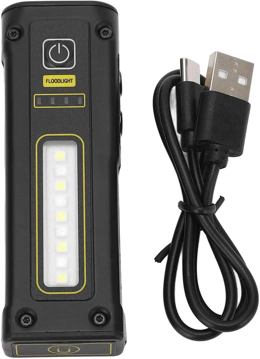 EVTSCAN 1500mAh Black Magnetic Flashlight Warning Flashlight Rechargeable Type C
