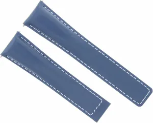 Ewatchparts 19mm Leather Watch Band Strap Smooth With White Stitching Compatible With Tag Heuer Carrera Twin Time F1 Blue
