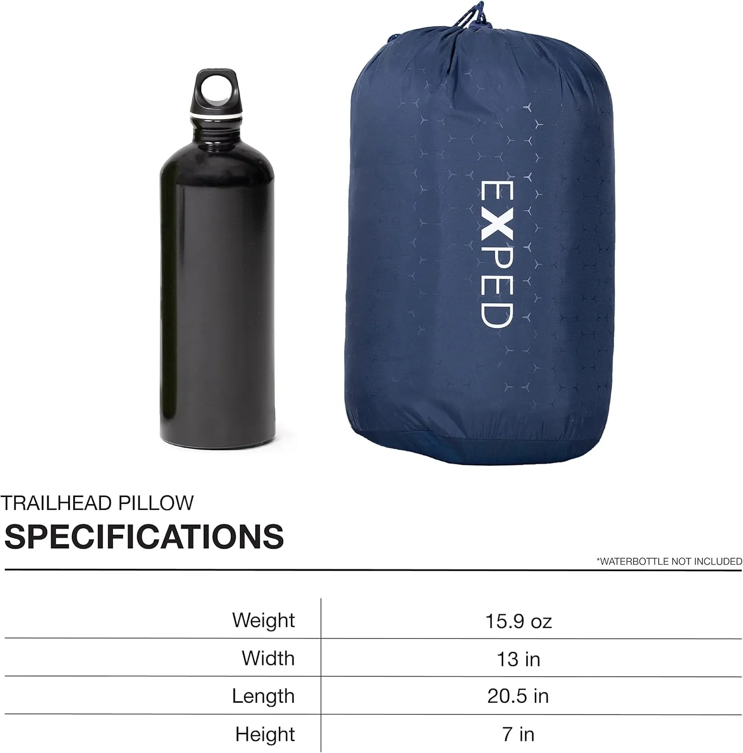 Exped Trailhead Pillow | Memory Foam Camping Pillow | Plush & Luxurious Camping Pillow | Large & Comfortable Travel Pillow, Navy, One Size