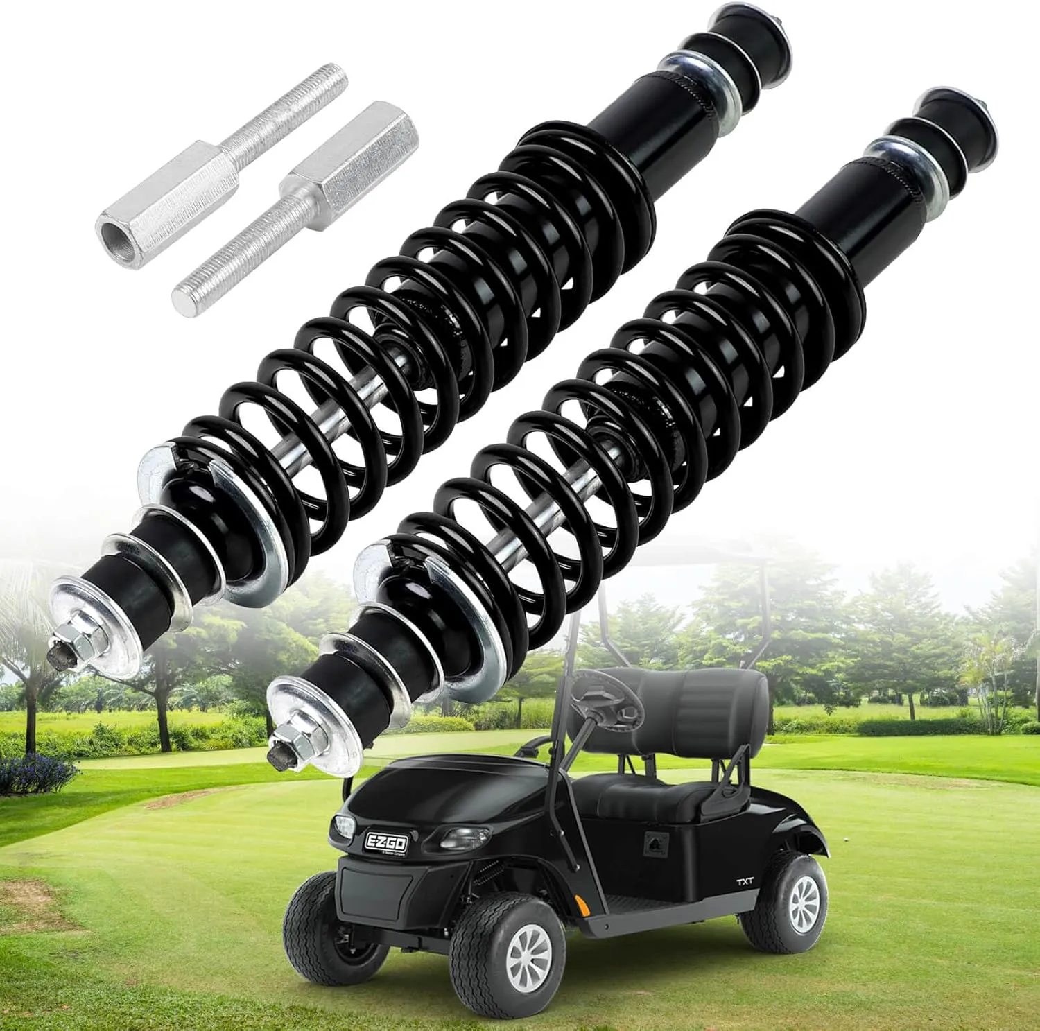 EZGO Golf Cart Front/Rear Shock Absorber Heavy Duty Coil Spring Shock Absorber Fits EZGO Medalist/TXT 1994  Gas or Electric, OEM# 76418-G01,70928-G01,70248-G01,70324-G01,76419-G01