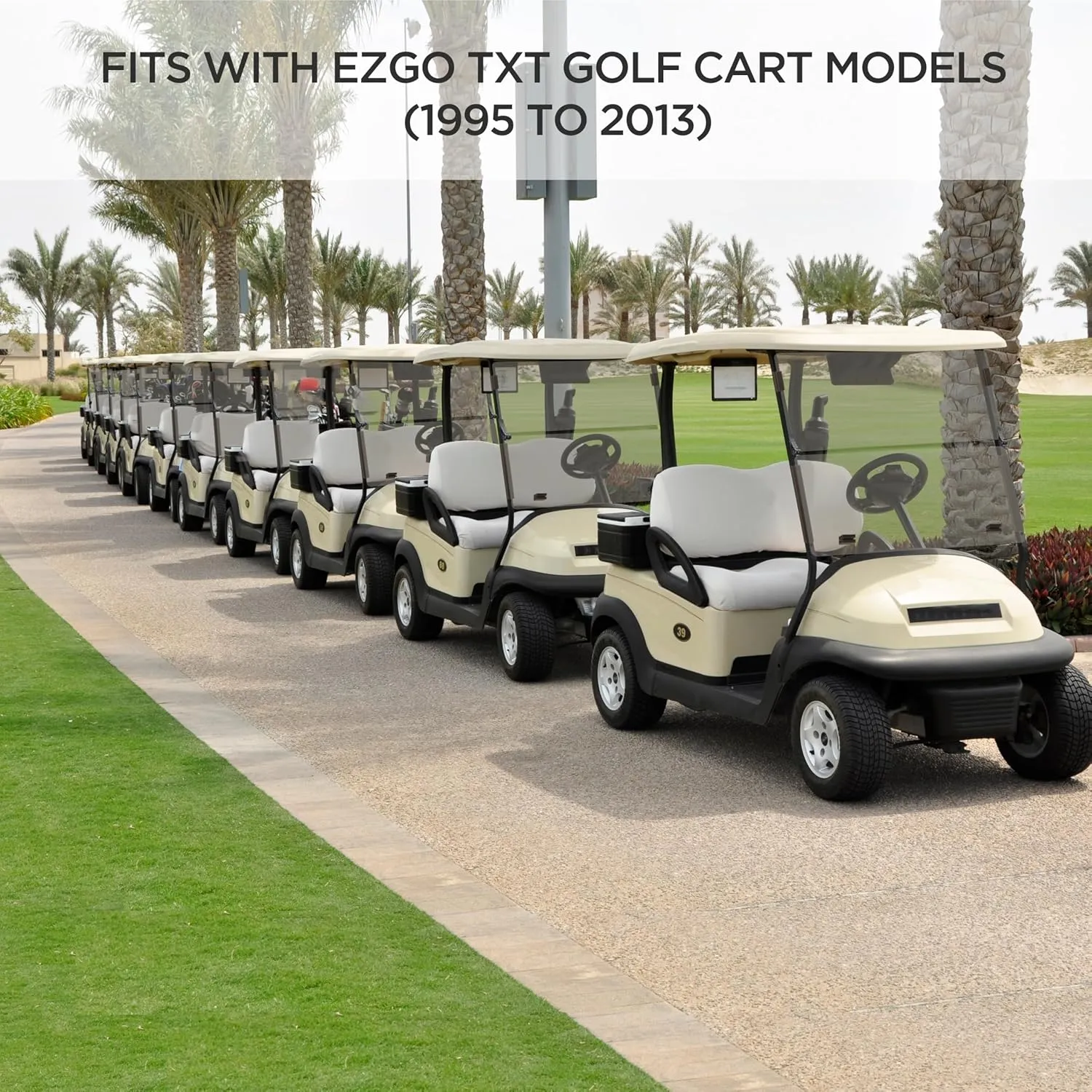 Ezgo Golf Cart Windshield Ezgo TXT Windshield Replacement for Front Fits 1995 to 2013 Ezgo TXT and Medalist Models Foldable Tinted UV Protection and Impact Resistant PC Shield