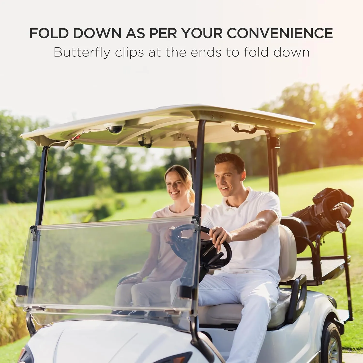 Ezgo Golf Cart Windshield Ezgo TXT Windshield Replacement for Front Fits 1995 to 2013 Ezgo TXT and Medalist Models Foldable Tinted UV Protection and Impact Resistant PC Shield