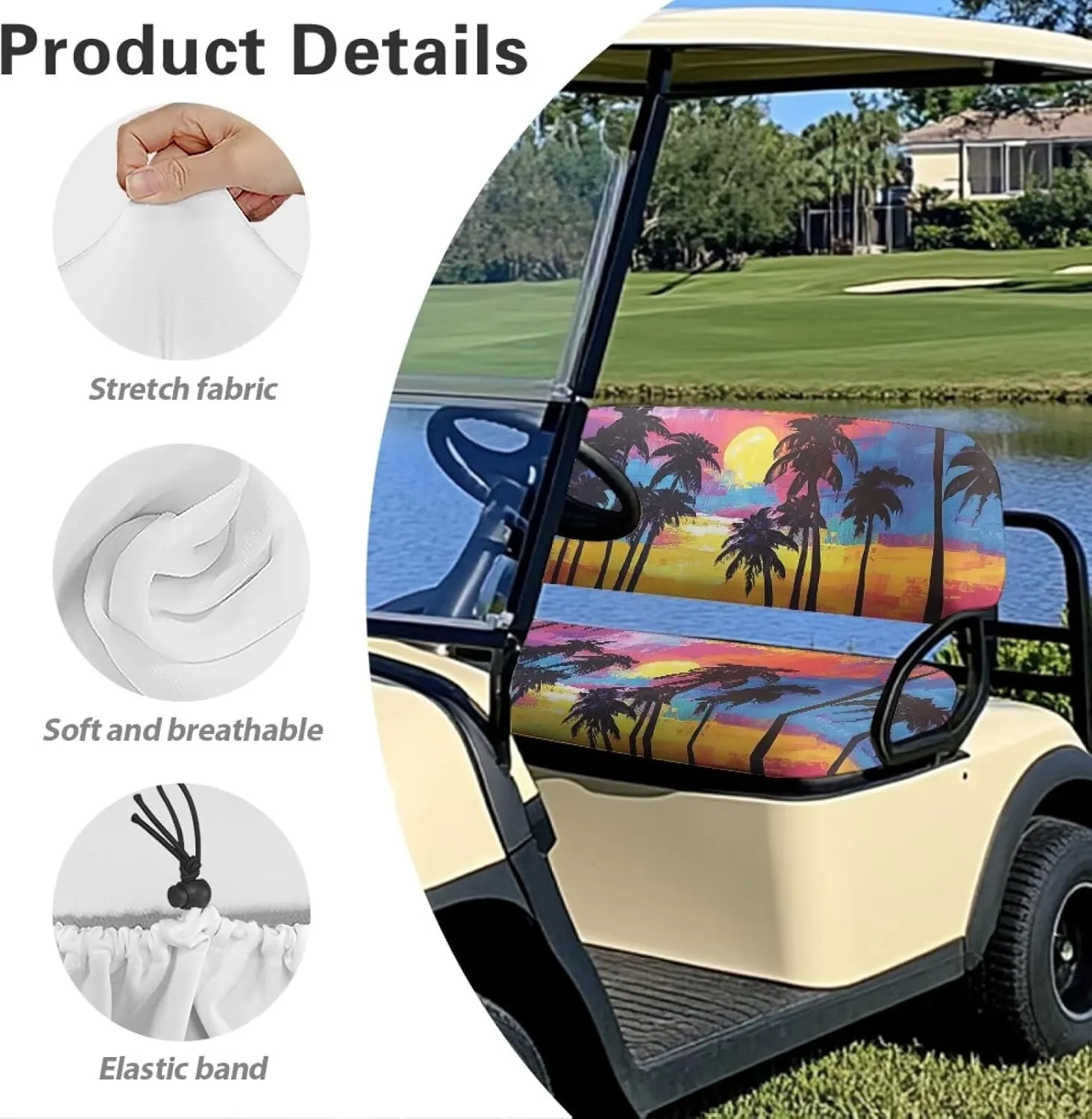 EZGO RXV Seat Covers with Elastic Edges - Heavy-Duty Universal Size for Club Car Precedent All-Season Protection