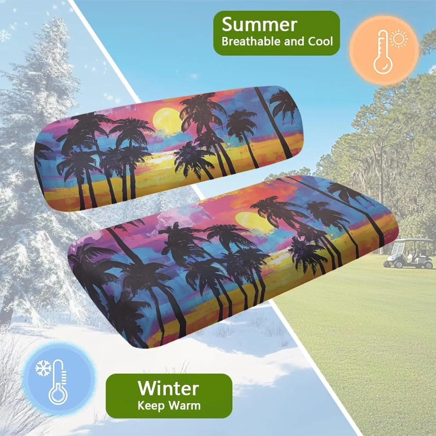 EZGO RXV Seat Covers with Elastic Edges - Heavy-Duty Universal Size for Club Car Precedent All-Season Protection