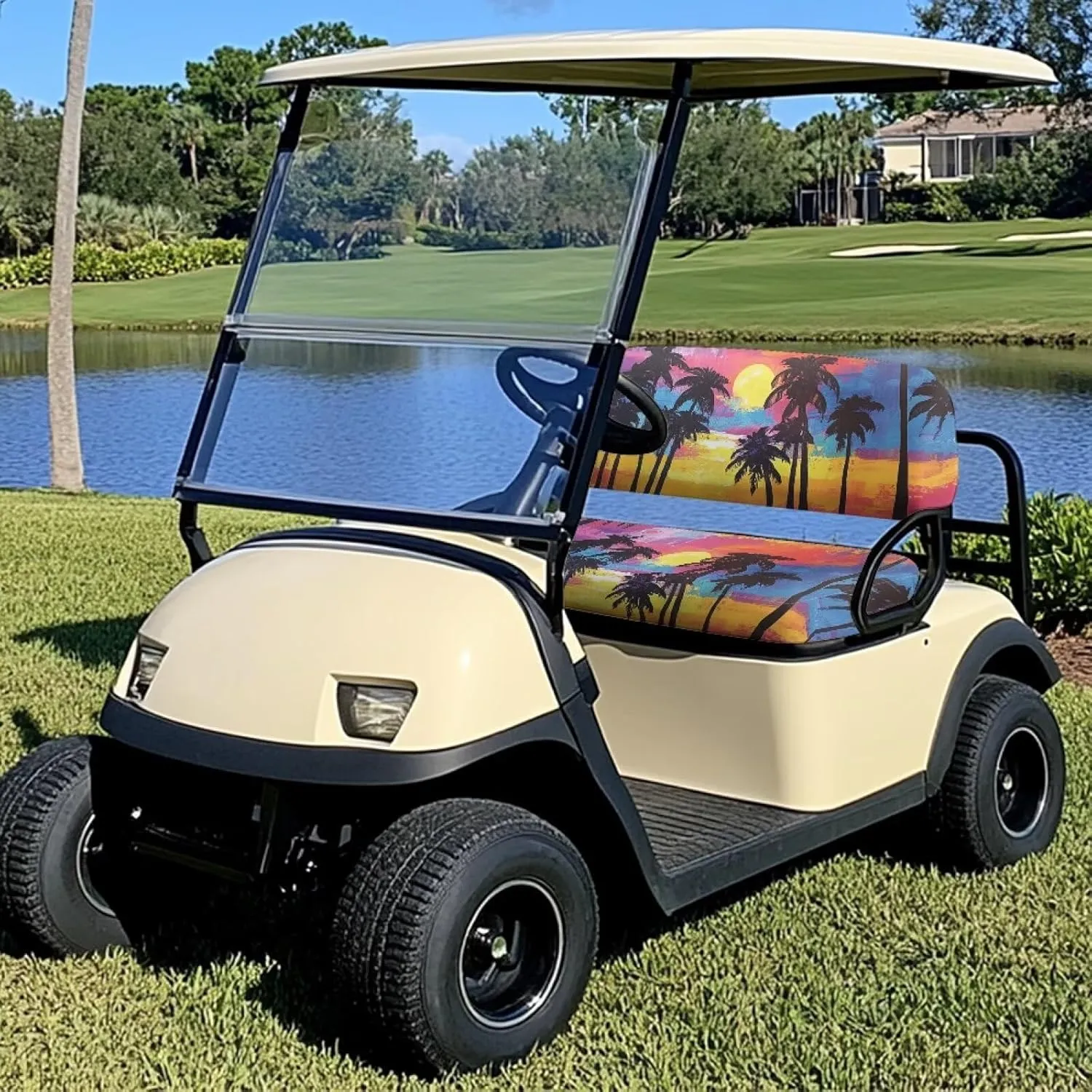EZGO RXV Seat Covers with Elastic Edges - Heavy-Duty Universal Size for Club Car Precedent All-Season Protection