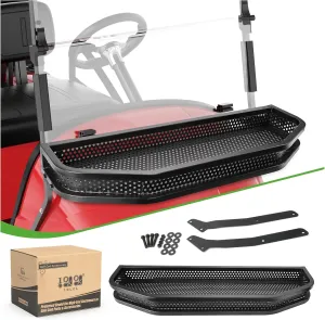 Ezgo TXT Front Cargo Basket Clay Outer Utility with Mounting Brakets for Gas & Electric Golf Carts, Heavy-Duty Steel Drop Mesh Storage Rack