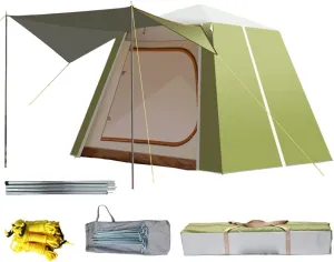 Family Camping Tent Large Waterproof Double Layer Pyramid Tipi Tent Camping Mongolian Yurt Tent for Picnic, Festival