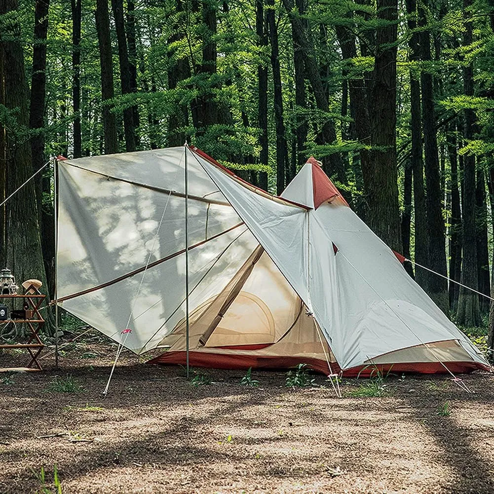Family Camping Tent Large Waterproof Double Layer Pyramid Tipi Tent Camping Mongolian Yurt Tent for Picnic Festival