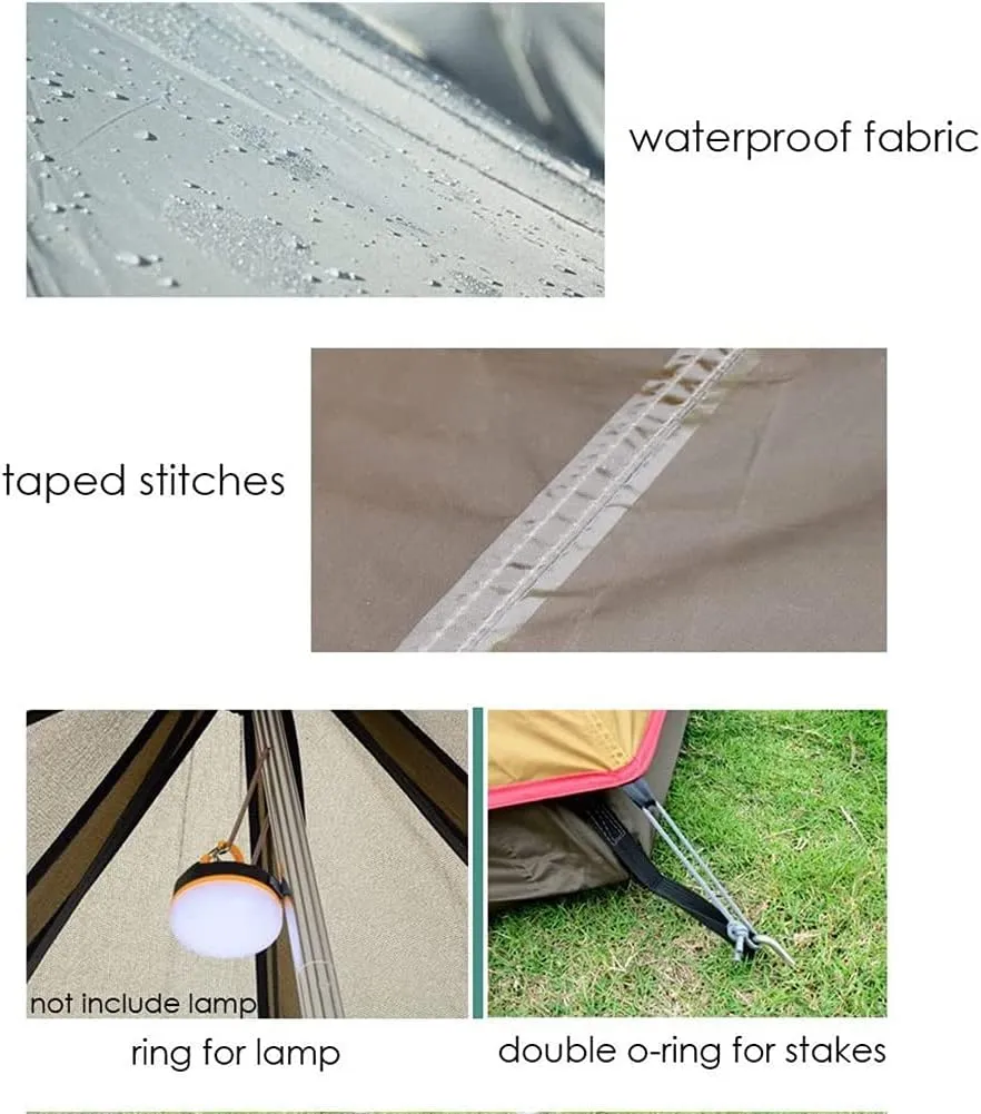 Family Camping Tent Large Waterproof Tipi 4 Person Room Teepee Tent Instant Setup Double Layer for Outdoor Trip Yurt Truck Tent