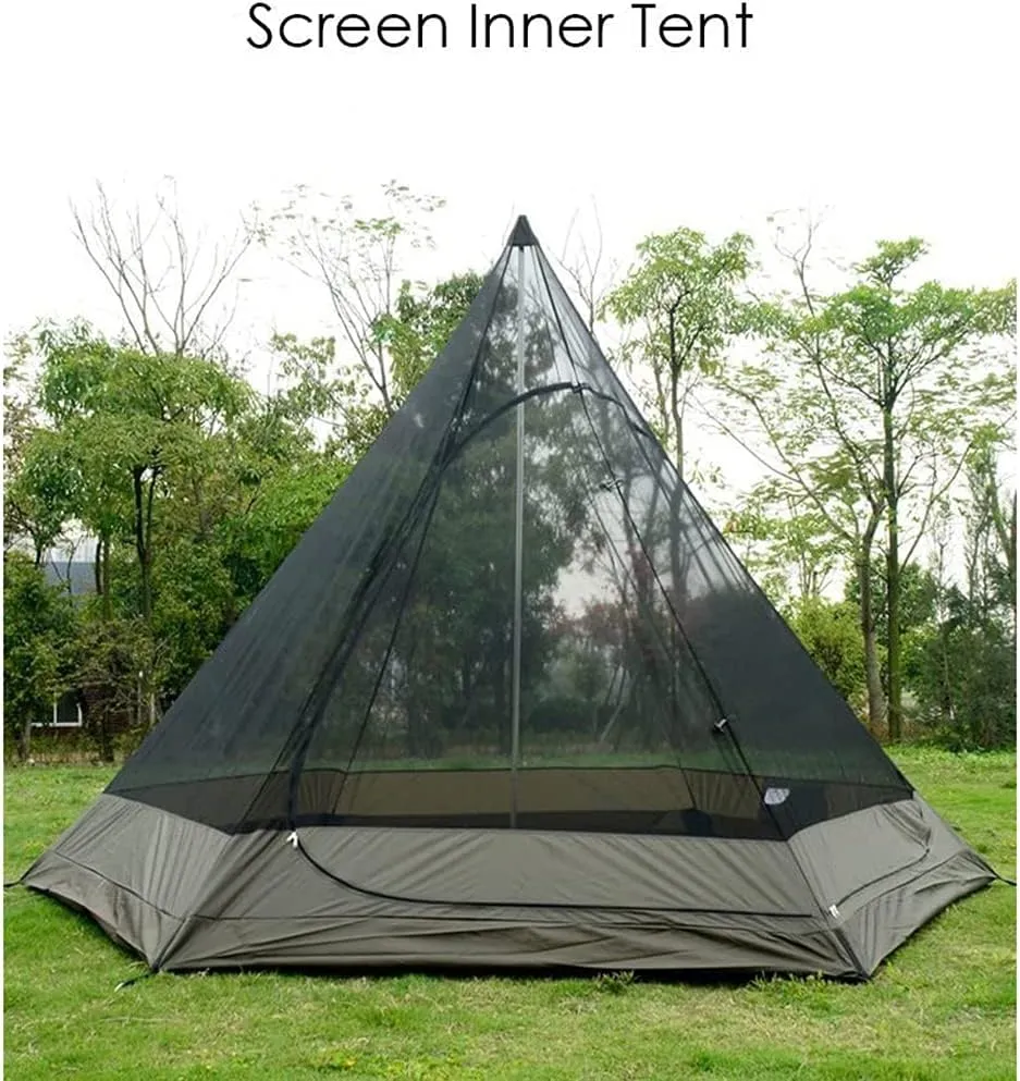 Family Camping Tent Large Waterproof Tipi 4 Person Room Teepee Tent Instant Setup Double Layer for Outdoor Trip Yurt Truck Tent