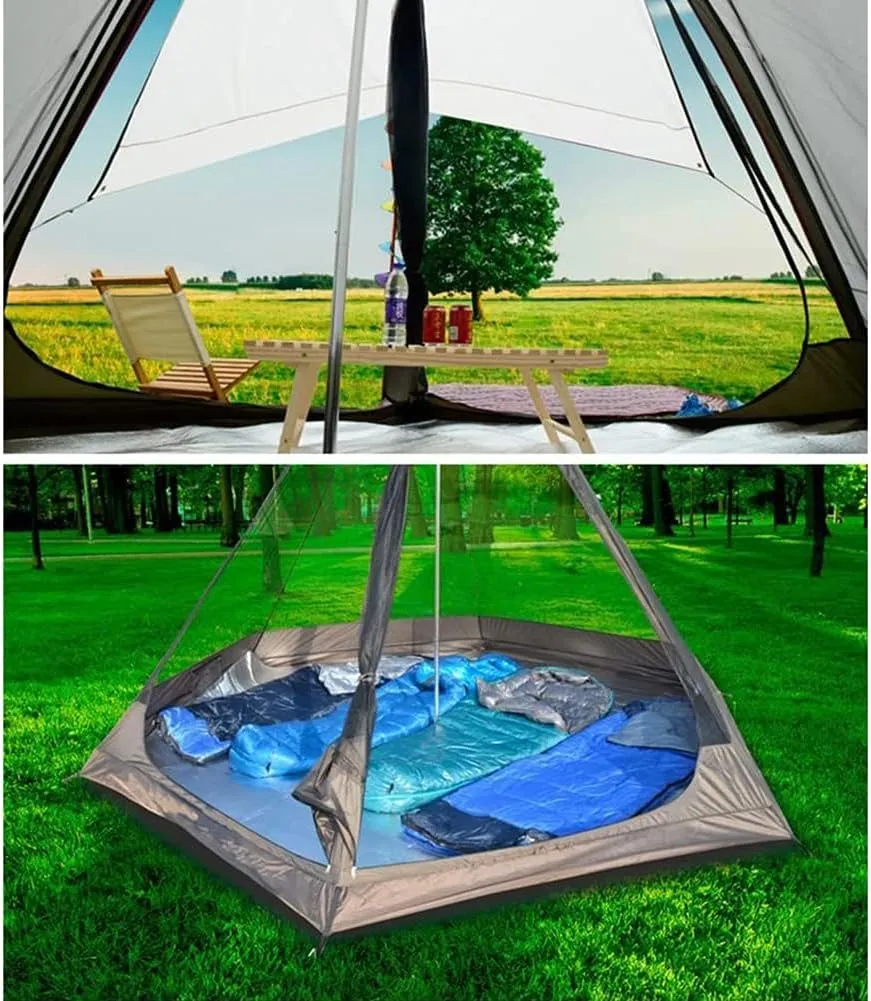 Family Camping Tent Large Waterproof Tipi 4 Person Room Teepee Tent Instant Setup Double Layer for Outdoor Trip Yurt Truck Tent
