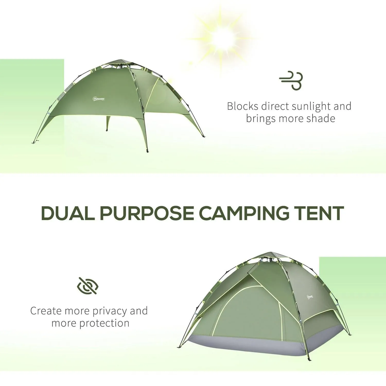 Family For Travel Pop Shelter Man Up Client-approved 3 Hiking Camping Double Outsunny Portable Flexible Festival Layer Automatic Tent