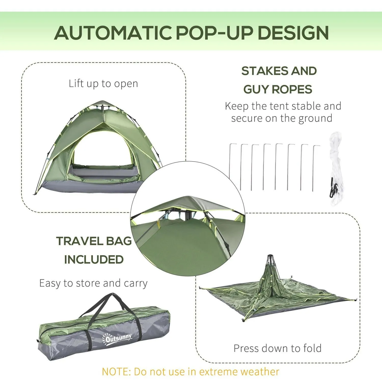 Family For Travel Pop Shelter Man Up Client-approved 3 Hiking Camping Double Outsunny Portable Flexible Festival Layer Automatic Tent